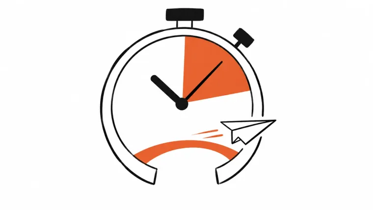 A paper plane takes a shortcut through an open stopwatch.