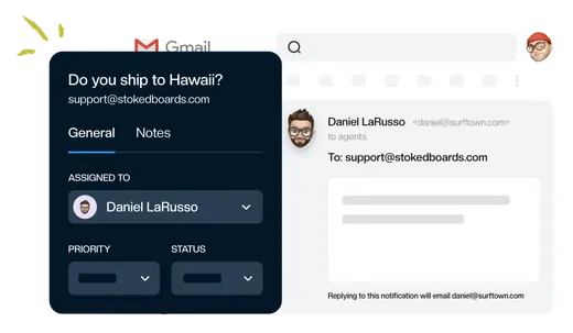 A ticket being marked Open, Pending or Closed in Gmail