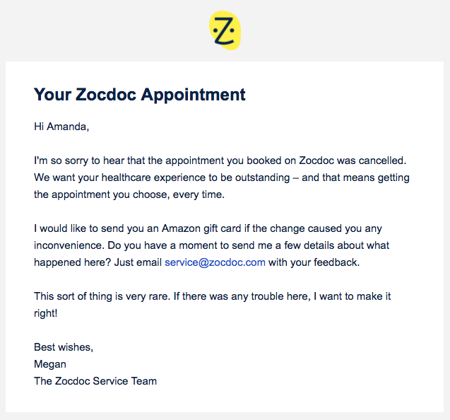 Zocdoc Letter